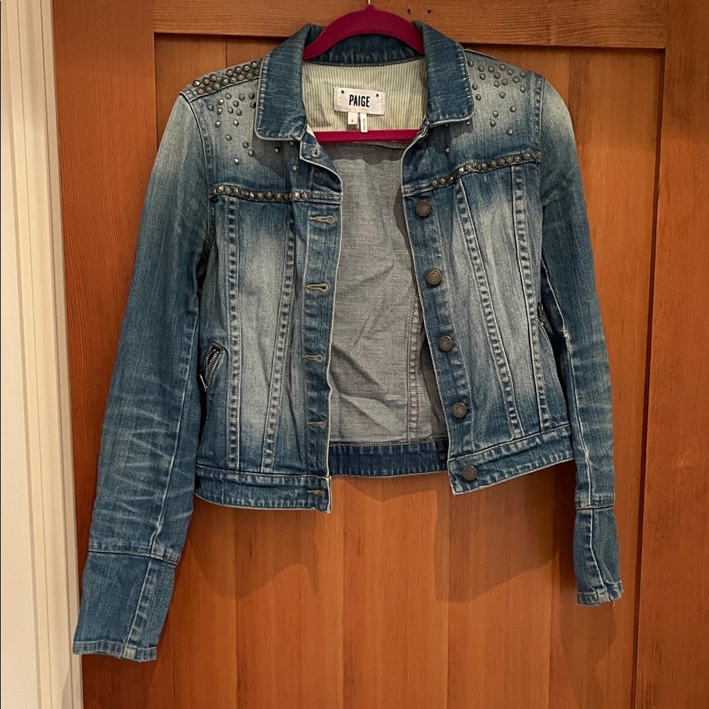 PAIGE Studded Blue Jean Jacket